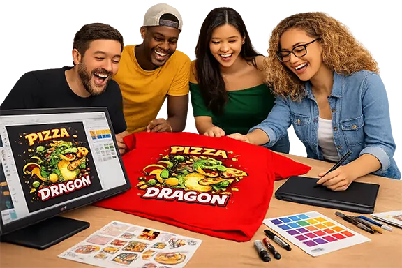 Family designing custom holiday tees